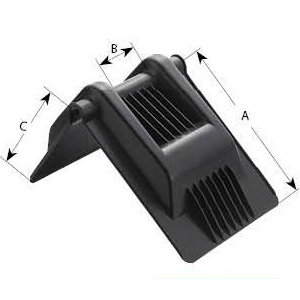 Black plastic edge corner protector for strap